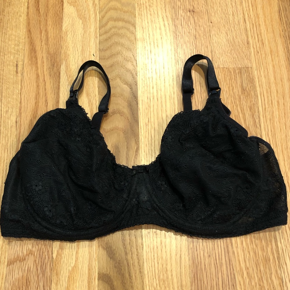 Gilligan & O’Malley Nursing Maternity Bra Flip Down Cups Black Lace 40D